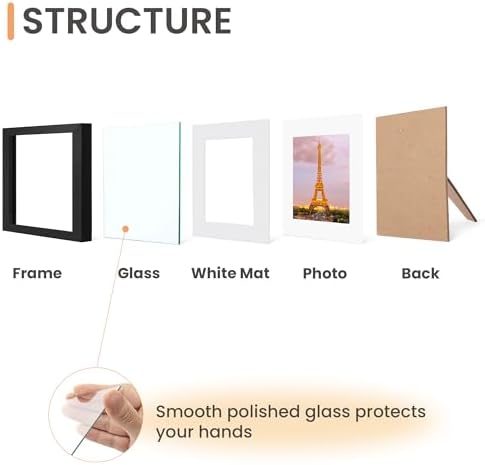 upsimples 6x6 Picture Frame, Gallery Glass Photo Frames Set of 3, Black