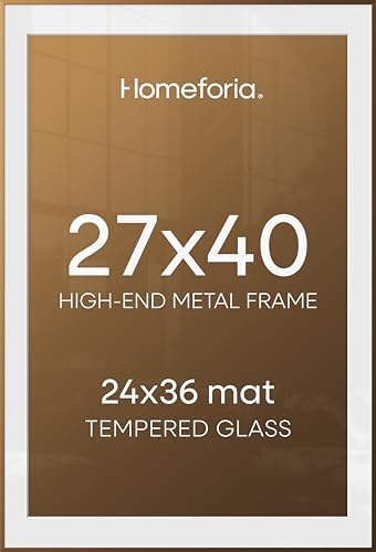 Homeforia 27x40 Bronze Poster Frame, High-End Metal, 24x36 Mat, Glass