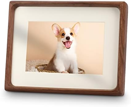 6x8 Picture Frame with 4x6 Mat - Rustic Farmhouse Walnut Wood Frame, Wall & Tabletop Display for Gallery Wall & Vintage Decor (6x8,Walnut)