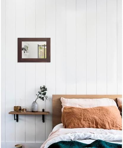 Mirrors for Wall Rustic Wooden Frame Rectangle Mirror Vintage Hanging Mirror for Bedroom Bathroom Living Room Farmhouse Wall Decor Brown Small 16" x 12 "