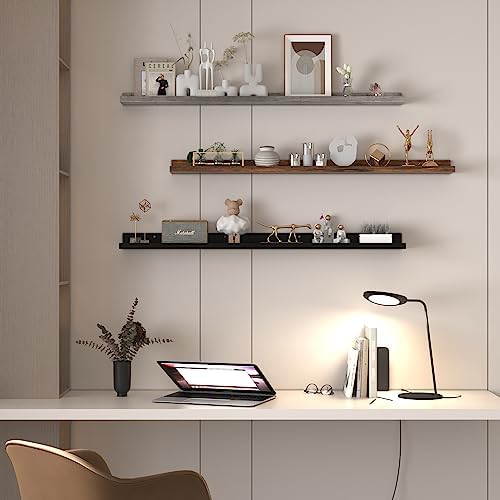 Giftgarden 47 Inch Multi Colors Floating Shelves for Wall Mount, Assorted Colors Wood Wall Shelf Ledge for Bathroom Bedroom Living Room Kitchen Storage, Set of 3 Different Sizes