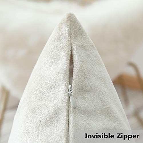 Home Brilliant Decorative Euro Shams Velvet Large Throw Pillow Covers for Couch Chairs Office Girl Woman Holidays, 2 Pieces, 26x26 inches(66cm x 66cm), Pearl Ivory