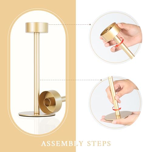 Ronasip Hurricane Candle Holders Set of 3, Matte Gold Metal Taper Candlestick Holders with Clear Glass Chimney Cylinder Tubes, Tall Candle Stands for Wedding, Christmas, Dining Table Centerpiece Decor