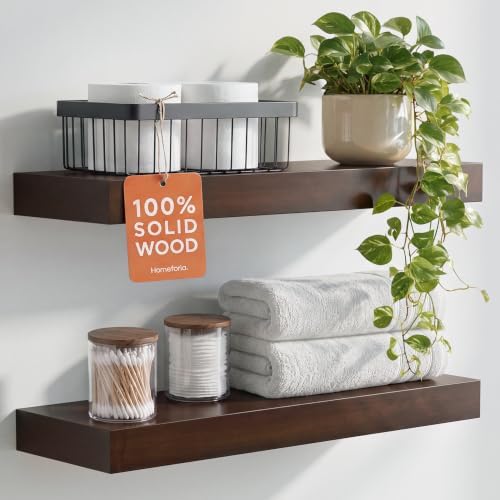 Homeforia 20 Inch Floating Shelves, High-End Solid Pine Wood, Set of 3