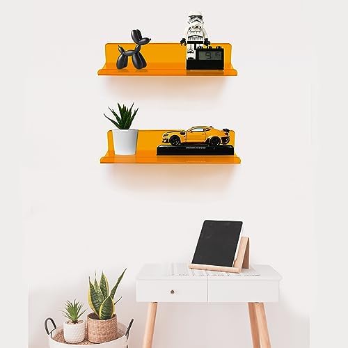 ROYALITA 2-Pack Small Acrylic Shelves Wall Mounted, 12 in Display Shelves