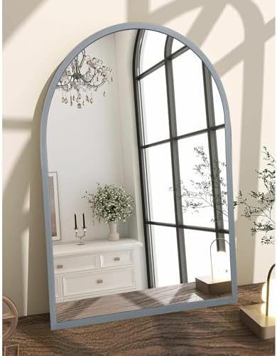 Arched Wall-Mounted Mirror Aluminum Alloy Frame Bathroom Wall Mirror for Vanity Living Room, Bedroom Entryway Room Home Decor 20"x16"