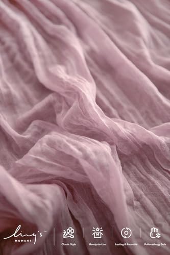 Ling's Moment 14Ft Lilac & Gold Cheesecloth Table Runner