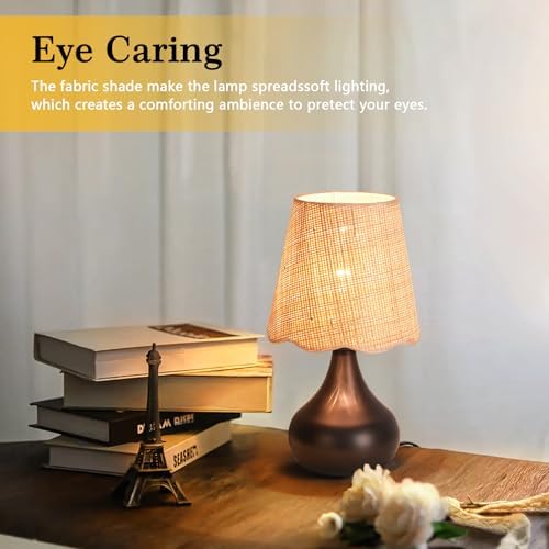 Ziqqeelam Oil Rubbed Bronze Small Table Lamp Touch Control, Farmhouse Bedside Lamps for Nightstand, Vintage Small Table Lamps for Small Spaces for Bedroom, Kitchen Counter, End of Table, Office