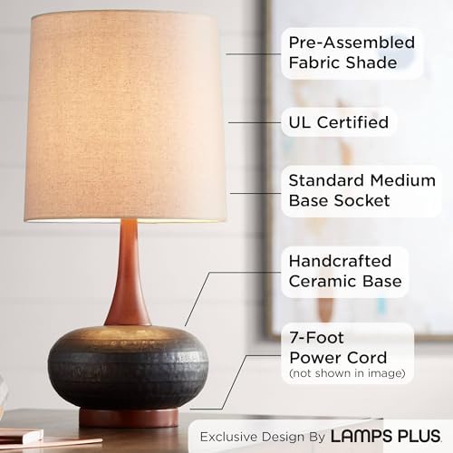 Andi 24 1/2" High Table Lamp Wood Ceramic Mid-Century Modern White