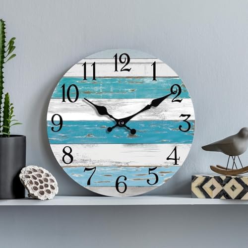 KECYET 10 Inch Wall Clock Battery Operated Silent Non Ticking Beach