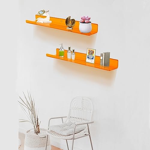 ROYALITA 2-Pack Acrylic Shelves Wall Mounted, 24 Inch Floating Shelves