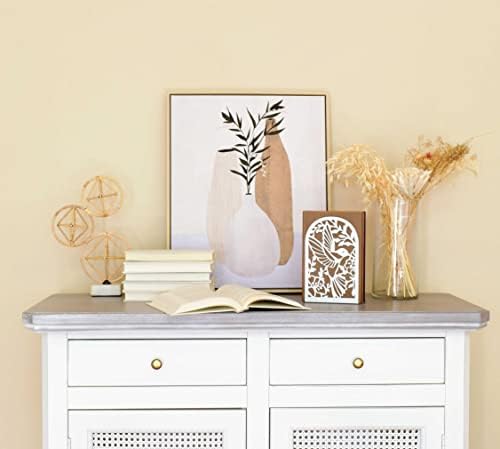 CNK Premium BookEnds - Metal Book Stoppers for Home Office, Book Shelf Holder, Decorative (Hummingbird White)