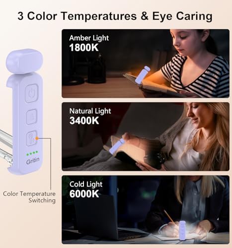 Gritin Reading Light, Rechargeable Book Light for Reading in Bed