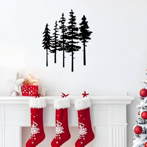 ESTART Metal Pine Tree Wall Art, Metal Tree Wall Decor | Nature Rustic Farmhouse Cabin Decor, Forest Wall Art for Home Living Room Bedroom Office Indoor and Outdoor Decoration