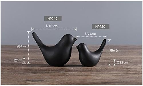 NWFashion Ceramic Animal Figurines Modern Style Birds Decorative Ornaments Desktop Display (Black Bird)