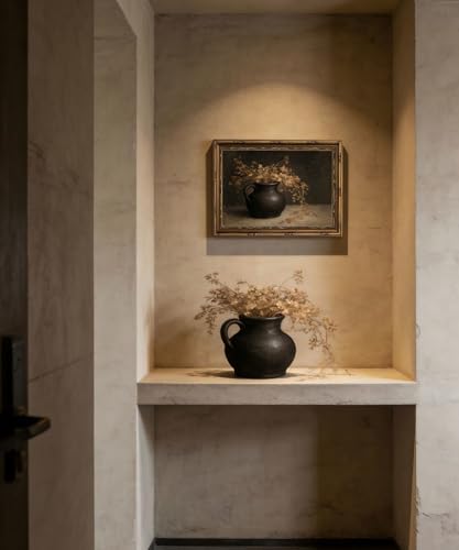 Gold Framed Wall Art Vintage Floral Antique Wall Art Moody Still Life Botanical Wall Decor Picture Rustic Country Cottagecore Autumn Dried Flowers Poster Print for Living Room Bedroom 12x16in