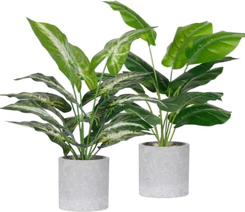 Der Rose 2 Pack 16" Indoor Fake Plants Sage Green for Office Desk Decor