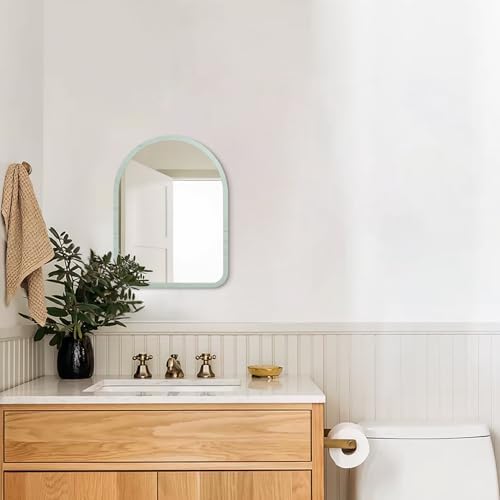 Mirrors for Wall Arched Wood Framed Mirror Decorative Wall Hanging Mirror for Bedroom Living Room Bathroom Small 16" x 12"