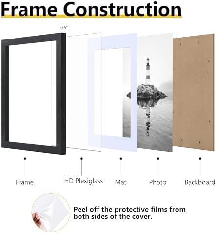 VIOLABBEY A3 Frame Set of 5, Fit 8.3x11.7 Photos with Mat, Black
