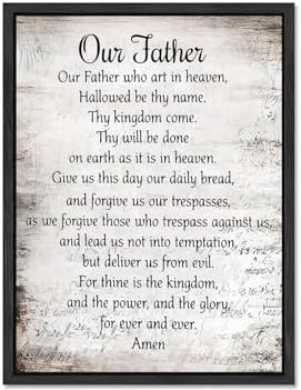 Floating Framed Our Father Prayer Decor the Lords Prayer Wall Art 12x16 In | Bible Verses Canvas Prints, Religious Scripture Pictures, Christian Artwork for Bedroom Church