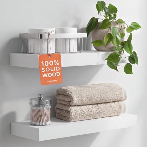 Homeforia 18 Inch Floating Shelves, High-End Solid Pine Wood, Set of 3