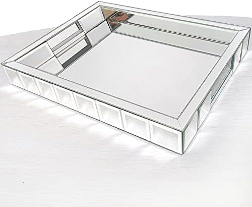Wocred Perfume Tray,Super Gorgeous Vanity Tray with Handles,Jewelry Organizer Decorative Tray for Dresser,Coffee Table,Bedroom Ottoman(11”x15”x2”)