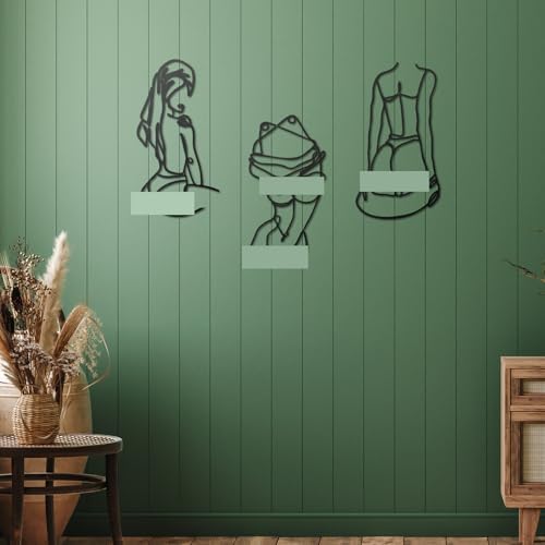Lounsweer 3 Pcs Modern Minimalist Wall Decor Abstract Line Art Woman Body Wall Decor Modern Single Line Metal Wall Art for Bedroom Living Room Kitchen Bathroom