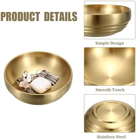 7.4" Gold Decorative Bowl, 2 Packs Key Bowls for Entryway Table
