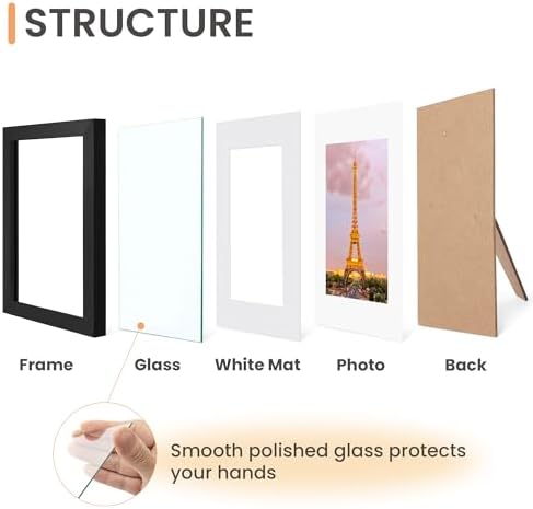 upsimples 8x10 Picture Frame, Gallery Glass Photo Frames, 3Pcs, Black