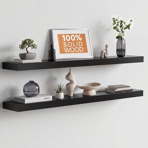Homeforia 42 Inch Floating Shelves, High-End Solid Pine Wood, Set of 2