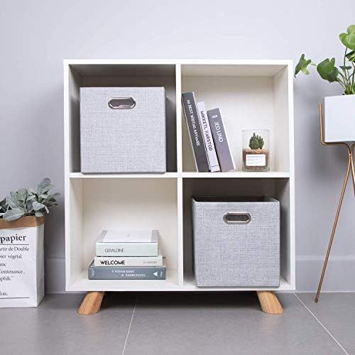 Posprica 11 Inch Cube Storage Bins for Organization, Fabric Storage Cubes Closet Storage Bins for Cube Organizer, Thick and Heavy Duty Storage Baskets for Shelves, 4pcs, Sliver Grey
