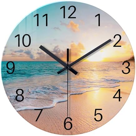 Beach Wall Clocks Battery Operated 16 Inches or Larger