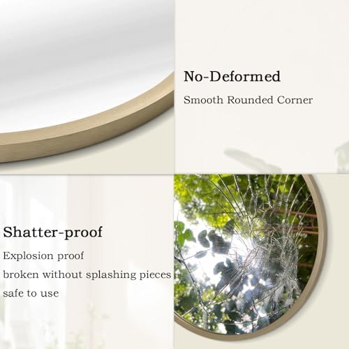 AOAOPQ Mirror Wall for Bathroom Metal Brushed Frame Ative Wall Mounted Home Living Room Entryway Bedroom Bronze