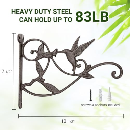 Mkono Hanging Plant Bracket Hook Iron Decorative Plant Hanger for Flower Basket Bird Feeder Wind Chime Lanterns, 1 Pack
