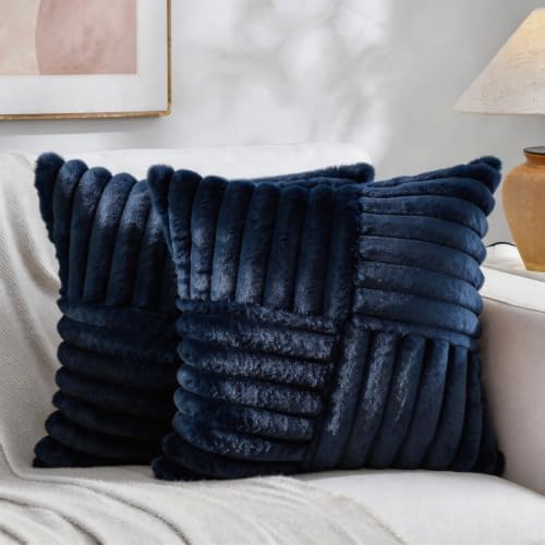 All Smiles Navy Blue Decorative Throw Pillow Covers 16x16 Set of 2