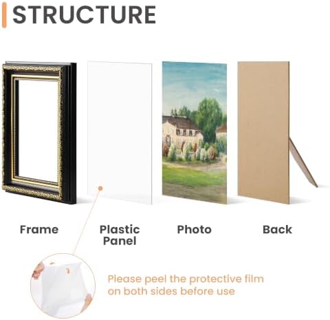 upsimples Vintage 8x10 Picture Frame, Antique Black and Gold Frames, 2 Pack