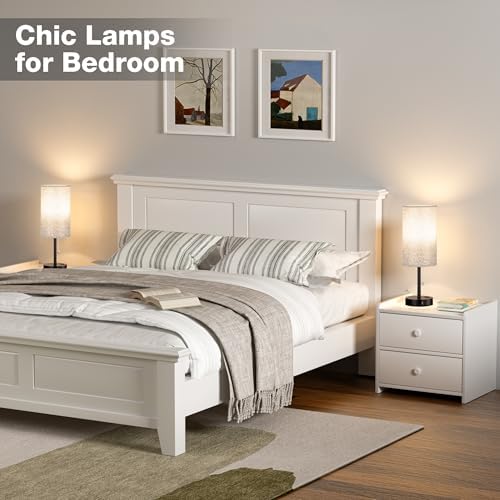 17" Grey Bedside Lamp for Bedroom Nightstand - Table Lamp with USB Ports