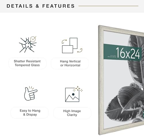 MCS Studio Gallery Poster Frame, 16x24, Gray Woodgrain
