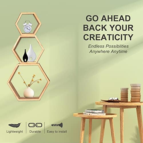 Hexagon Shelves,Floating Wall Shelf,Honeycomb Octagon Cube Shelves Wood