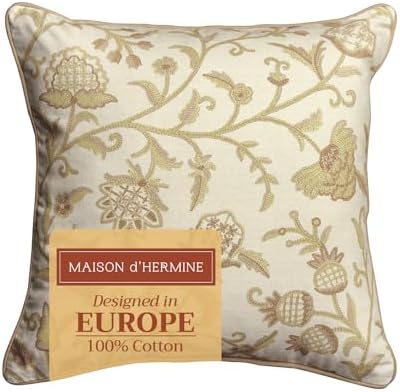 Maison d' Hermine Throw Pillow Covers 100% Cotton (18" x 18" - Pack of 1)