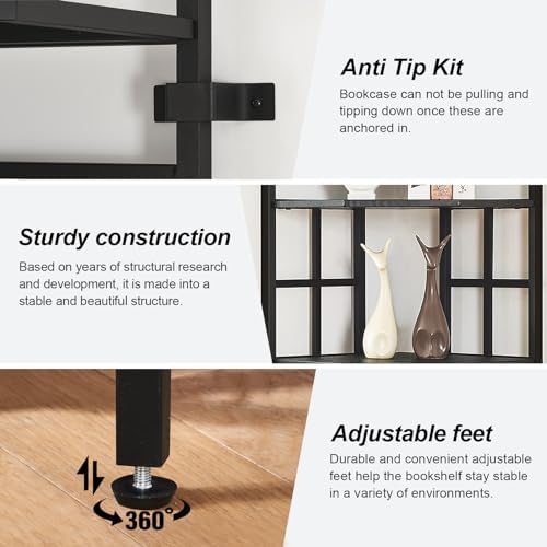 HOMISSUE Corner Shelf, 7 Tier Tall Narrow Bookshelf 82.6", Industrial Corner Bookcase with Storage for Home Office Living Room and Bedroom, Black