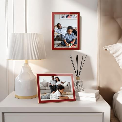 eletecpro 5x7 Enamel Picture Frame with Real Glass Cover, Red, 1-Pack
