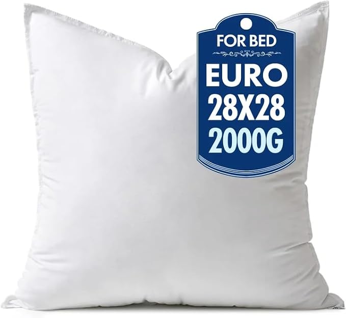 MIULEE 28x28 Inch Synthetic Down Alternative Euro Pillow Insert | Euro Decorative Throw Pillow 28 x 28 Inch Body Bed Sleeping Ultra Soft Fluffy Form for Sofa Couch Bed