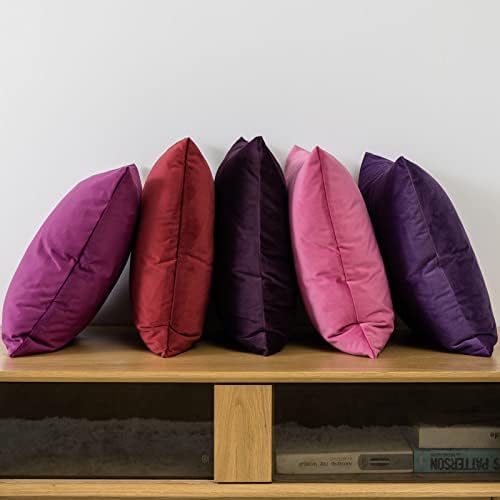 JUSPURBET Decorative Velvet Throw Pillow Covers 18x18 Set of 2,Burgundy