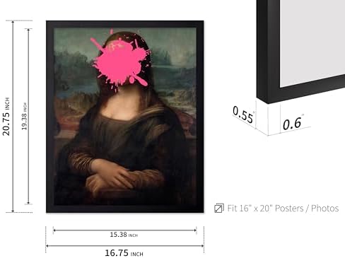 Poster Master Mona Lisa Print - Baroque Painting Poster - Altered & Pop Art - Housewarming Gift for Men & Women - Great Decor for Office, Living Room or Bedroom - 16x20 Black Framed