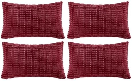 Fancy Homi 4 Packs Decorative Throw Pillow Covers for Living Room Couch Bed, Modern Farmhouse Boho Home Décor Accent Cushion Case, 20" x 12", Burgundy