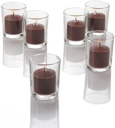 Set of 144 Richland Votive Candles Brown Unscented and 144 Clear Glass Eastland Votive Holders