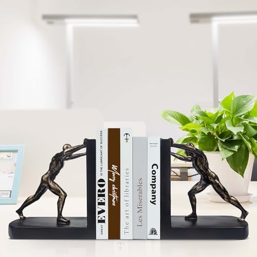 LIFFY Man Decorative Book Ends,7" Resin Non Skid Bookends for Heavy Books,Bookends for Shelves Decorative,Creative Shelf Decorations to Hold Books for Bookshelf,Home,Office,Study