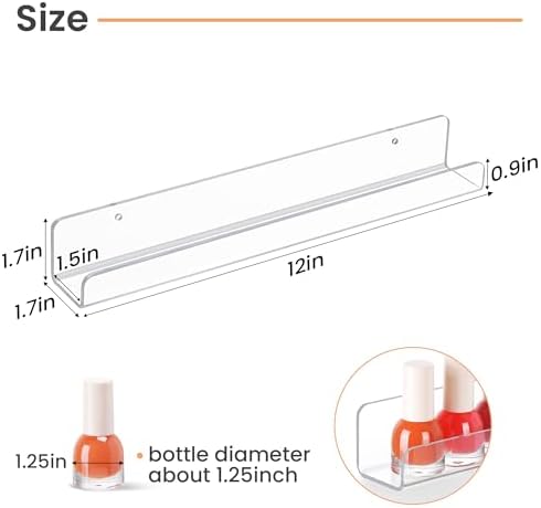 upsimples 10 Pcs 12" Clear Acrylic Shelves, Small Shelf for Wall Display
