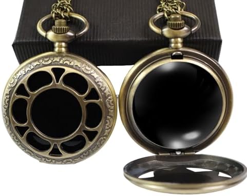 Black Obsidian Scrying Mirror, Obsidian Feng Shui Mirror, Witches Mirror Presents, Witchcraft kit Divination Tools (Pocket Watch-C)
